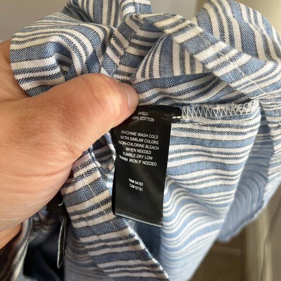 Jones New York Blue White Striped Cotton Shirt Dress Size 8 Pockets - Picture 6 of 8